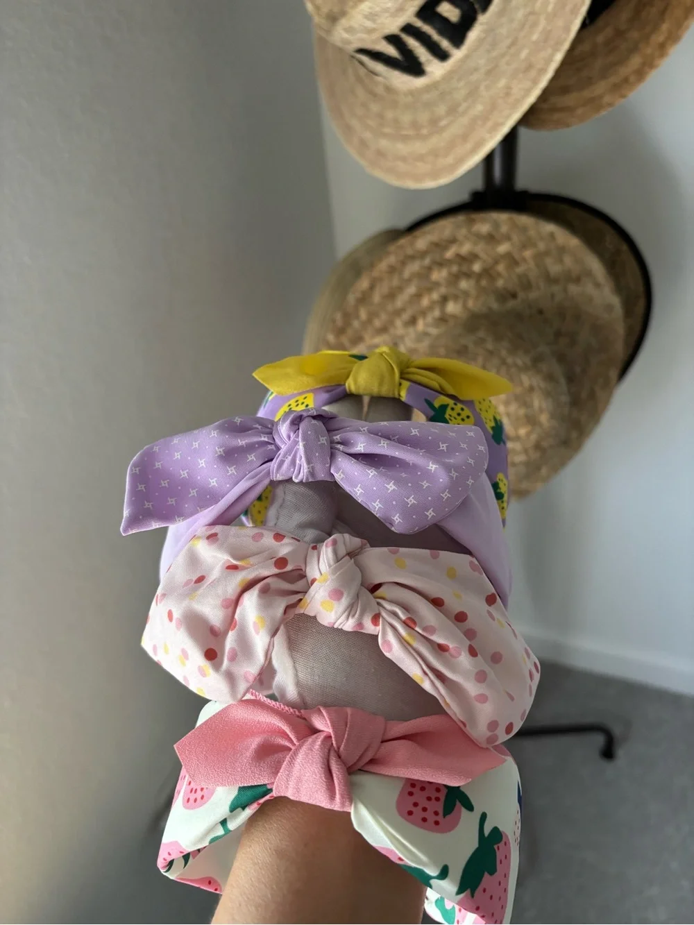 🍓 4-Piece Cute Bow Headband Set | Strawberry & Lavender Knot Headbands | New Bou